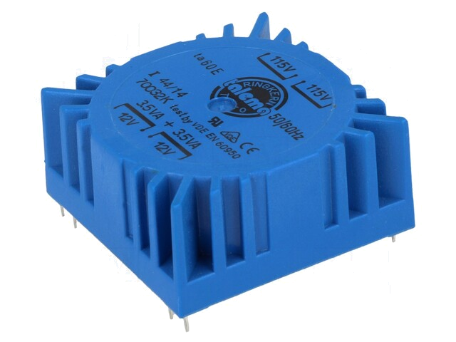 Transformator: ingegoten; 7VA; 115VAC,230VAC; 12V; 12V; 292mA Transformator: ingegoten; 7VA; 115VAC,230VAC; 12V; 12V; 292mA